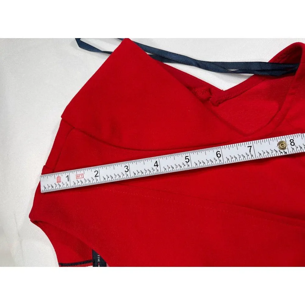 Tommy Hilfiger SKU 7616 Red Midi Dress With Cap Sleeves Size 10 - Image 5