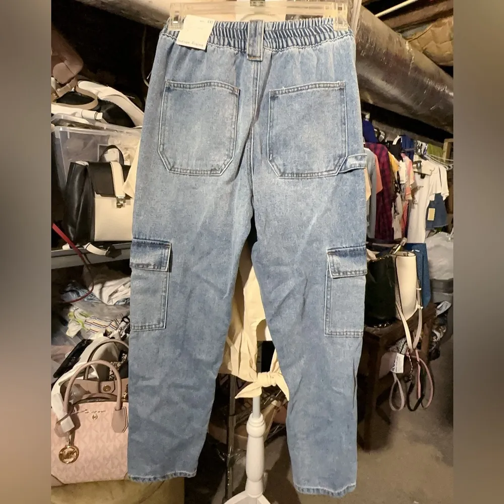 Indigo Rising Elastic waist multi pockets & buckle 100% cotton jeans - Image 2