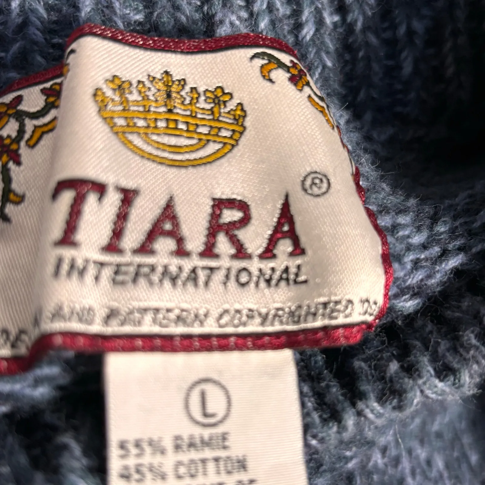 Vintage Tiara International Snowman Christmas Sweater Blue Knit Pullover Large - Image 7