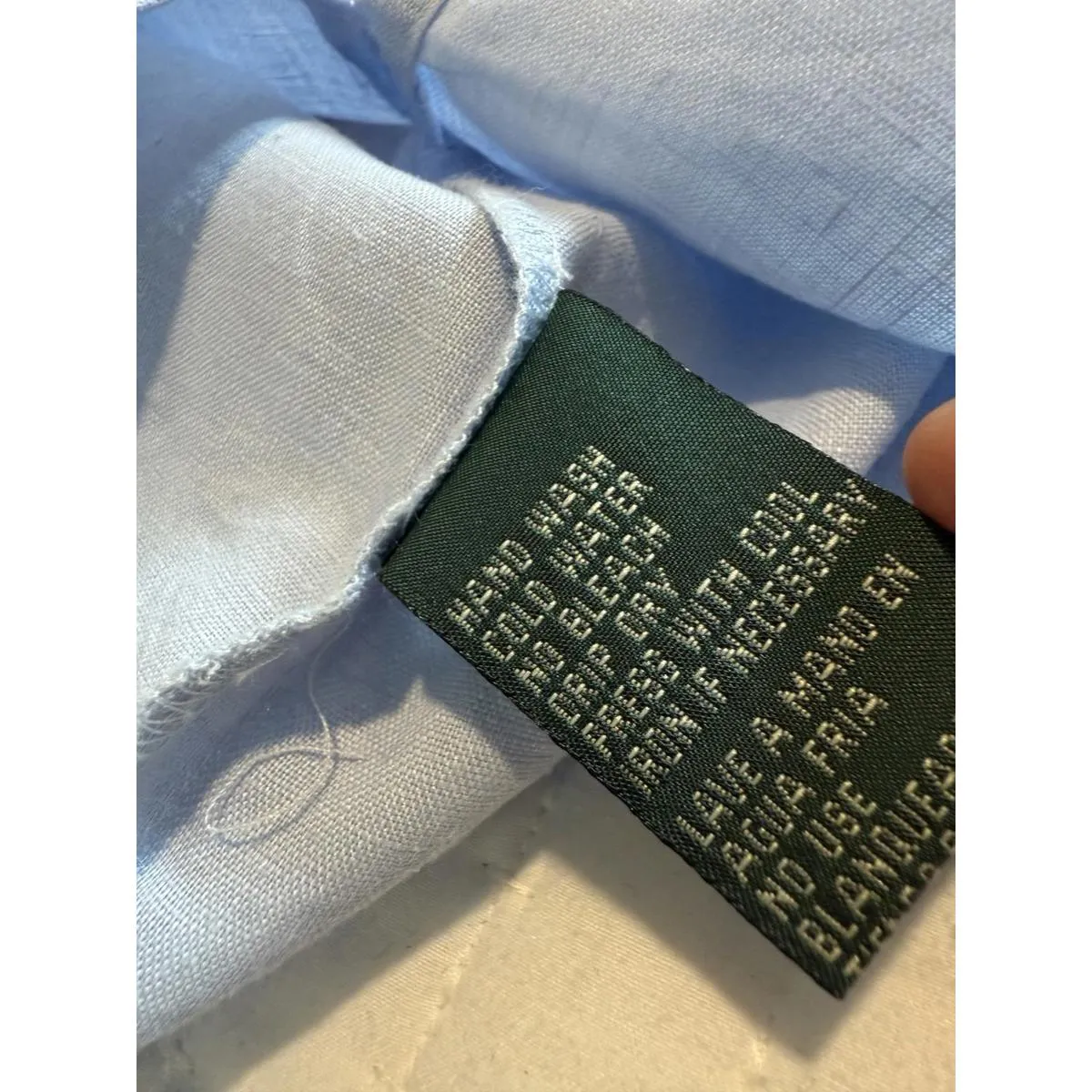 Lauren Ralph Lauren Button Up Collared Short Sleeve Shirt Blue Sz 2X 100% Linen - Image 9