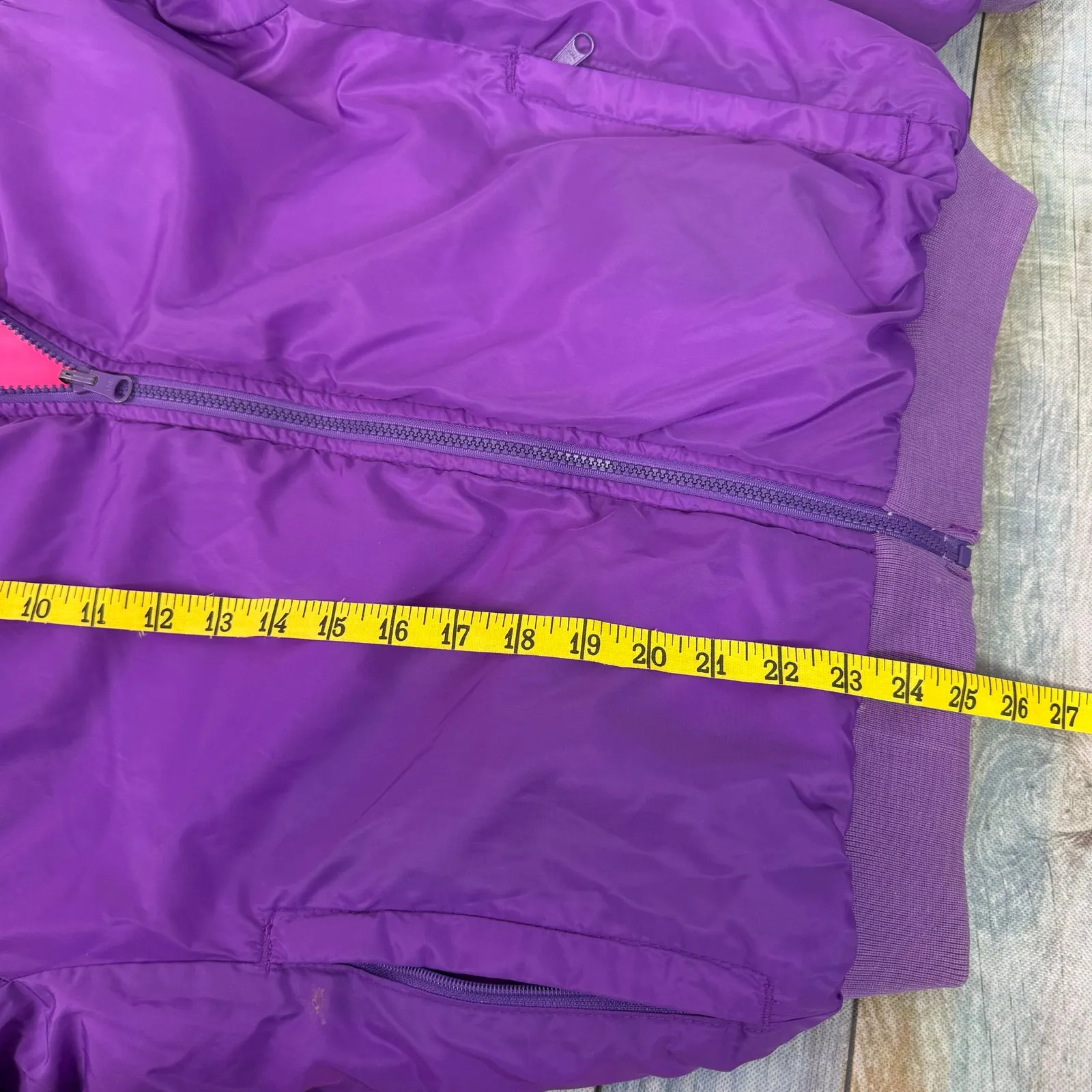 Columbia Reversible Down Puffer Jacket Vintage Hot Pink Purple Large Ski Coat - Image 8