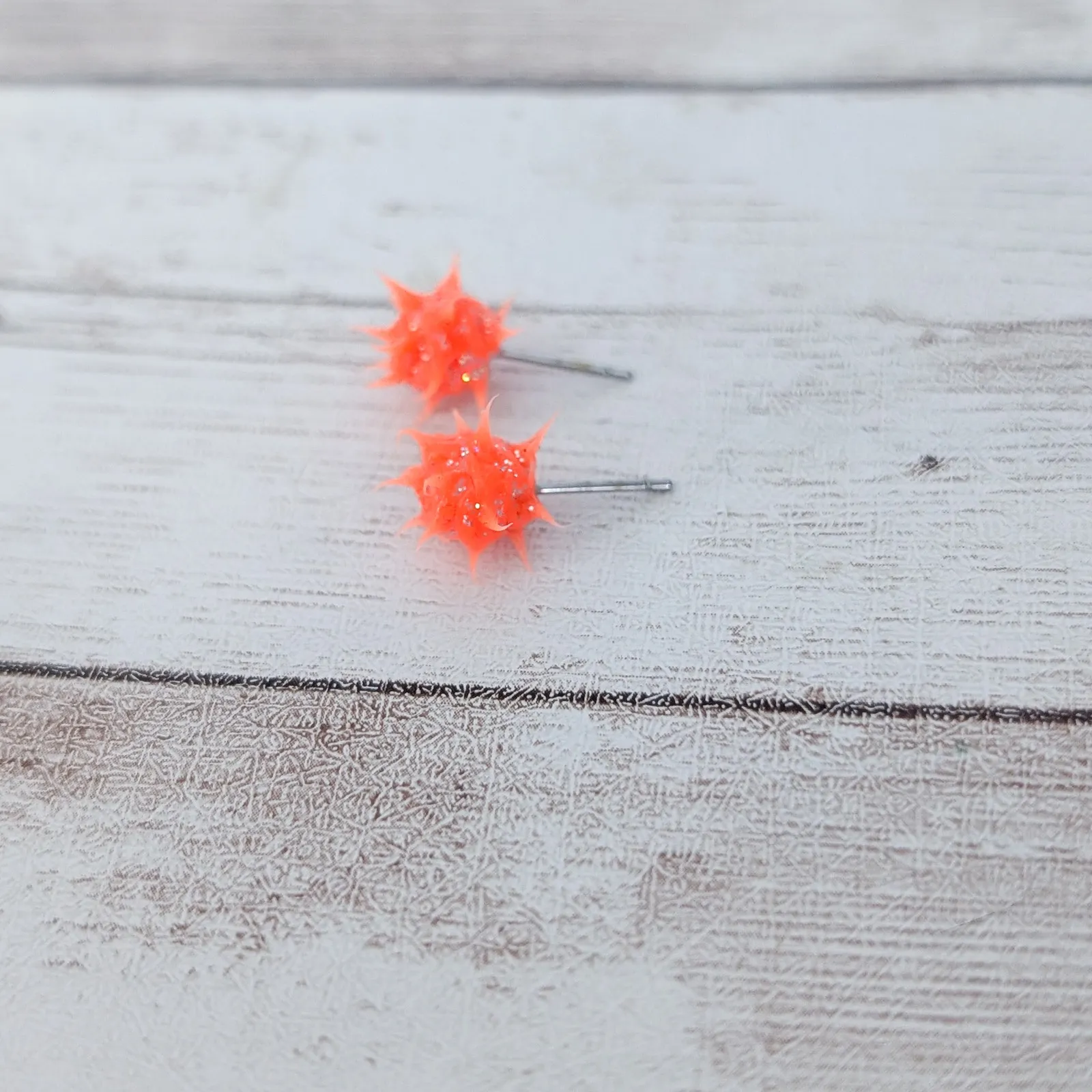 Retro Punk Stud Earrings Bright Orange - Image 5