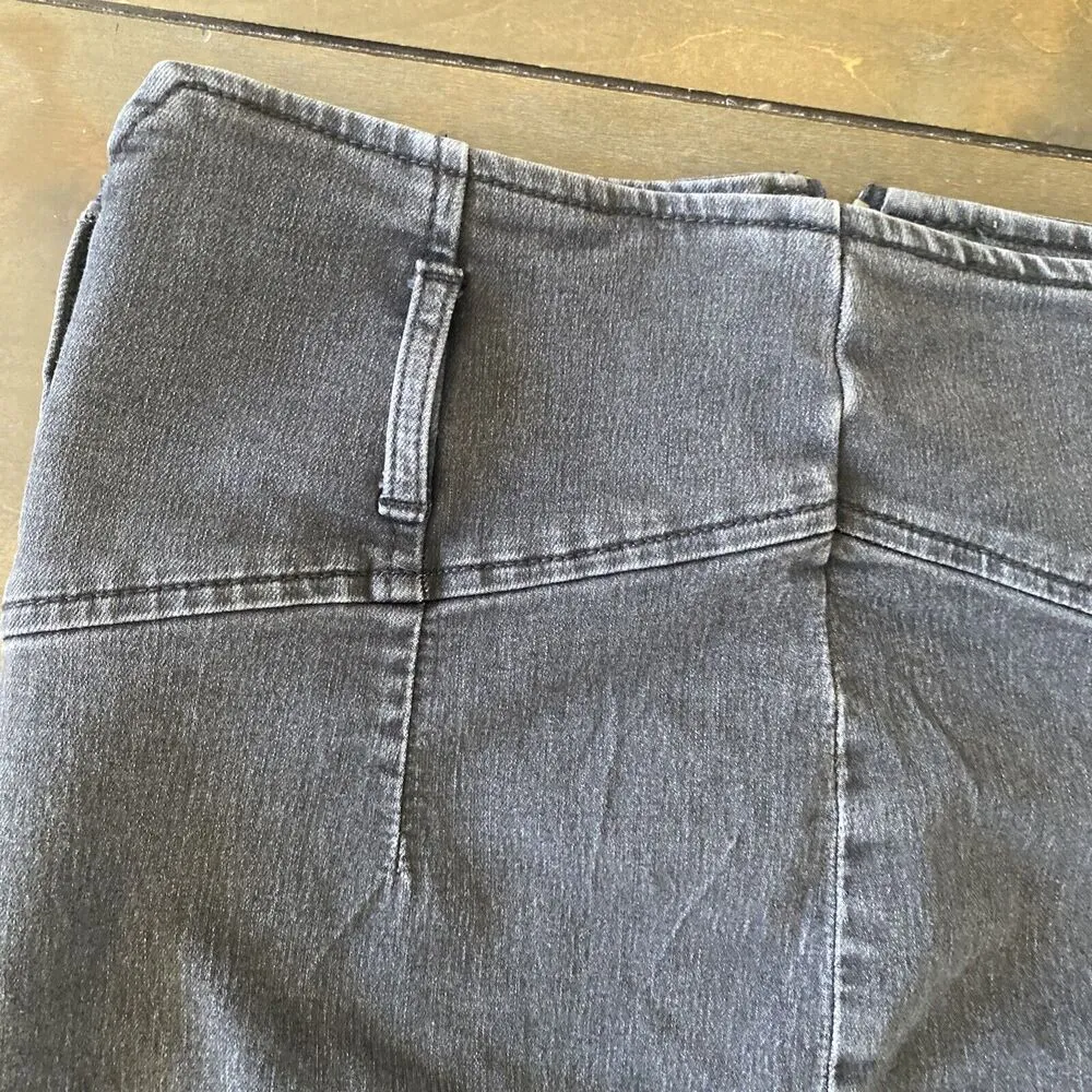 Free People Washed Black Denim‎ Pencil Skirt Size 8 Knee Length Femme High Rise - Image 2