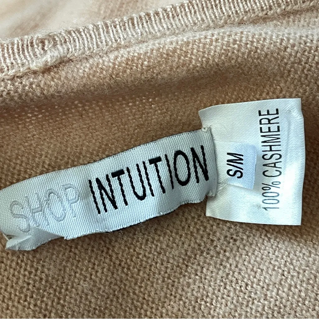 Cashmere Scarf Cardigan wrap open knit womens Tan (small medium) minimalist - Image 2