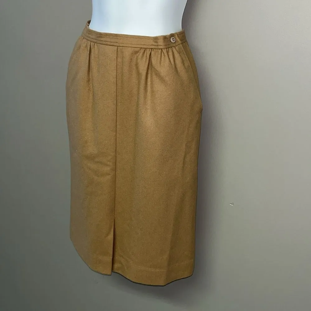 Pendleton Vintage Tan Pure Virgin Wool Lined Midi Pull-On Skirt Size 8 M516–149 - Image 2