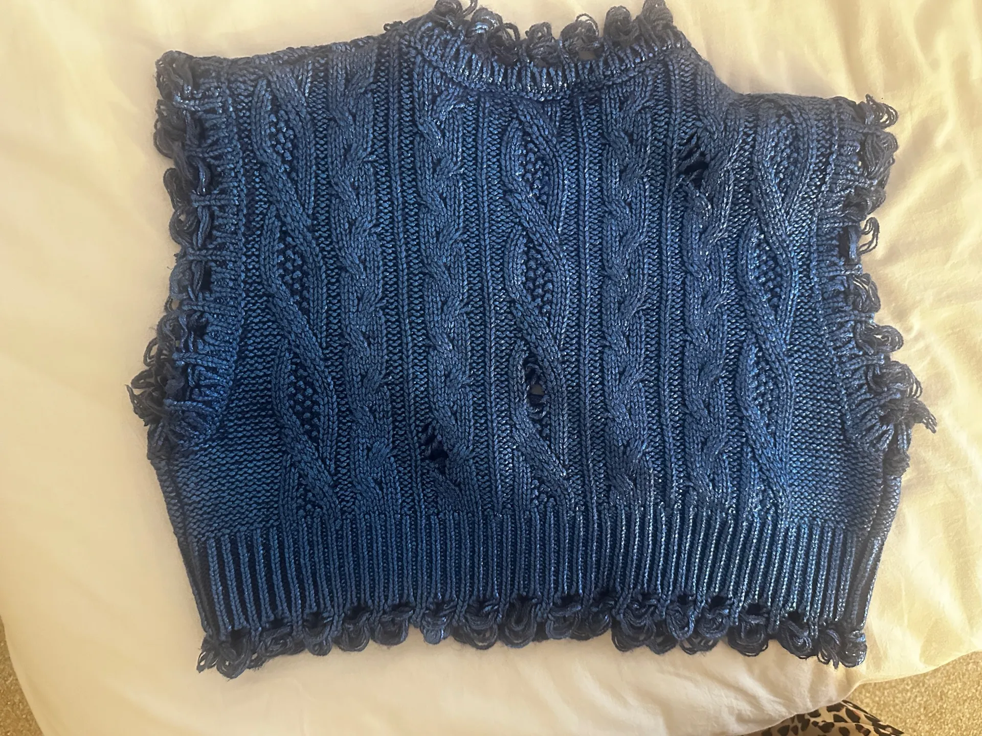 Zara Sparkly Blue Knit Crop Top - Image 2