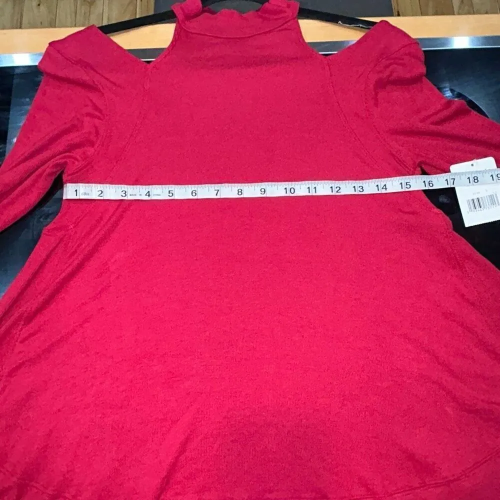 Free People Downtown‎ Girl flowy high neck tunic Apple Valley red size S NWT - Image 6