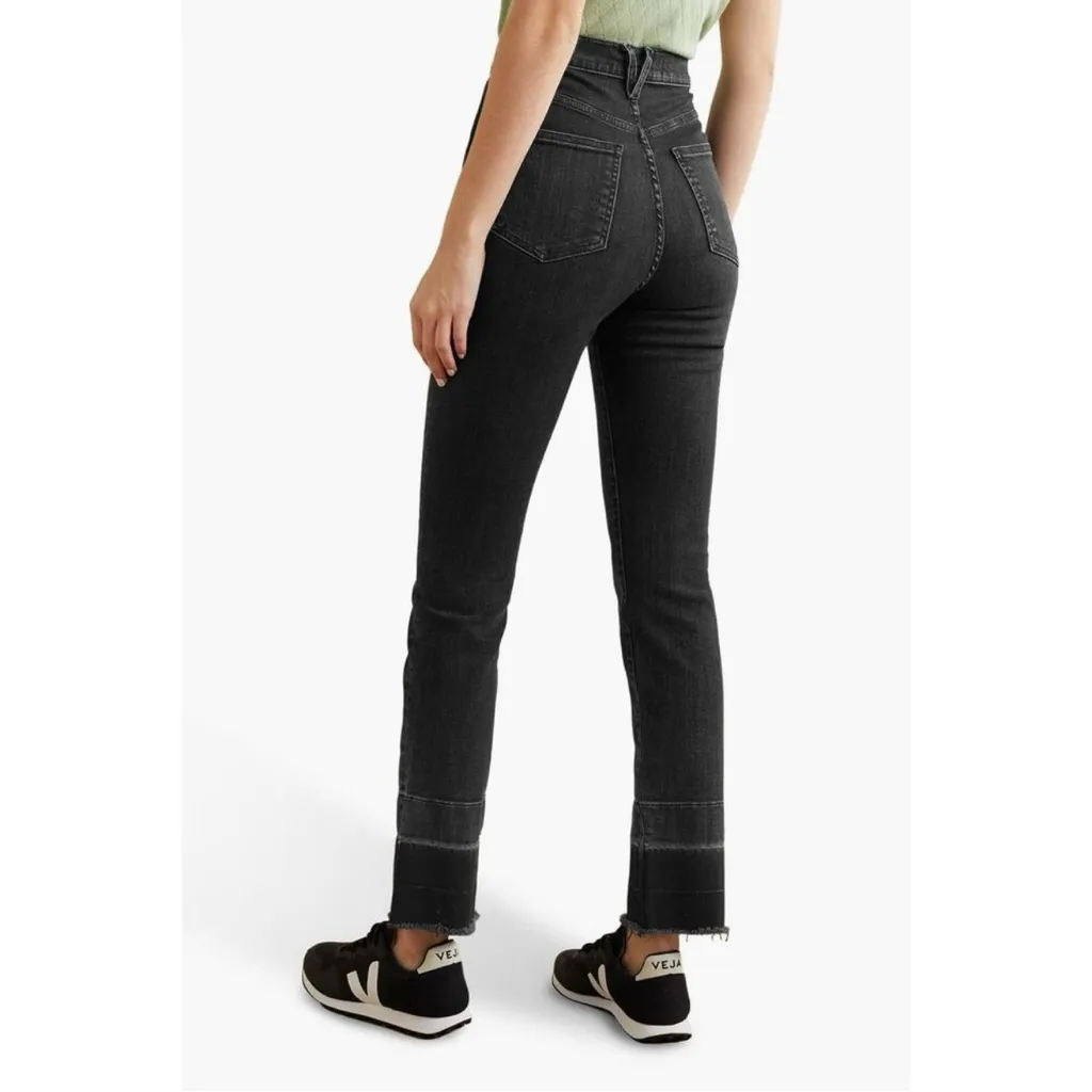 Veronica Beard Ryleigh Slim Straight High Rise Jeans Washed Onyx Size 28 - Image 2