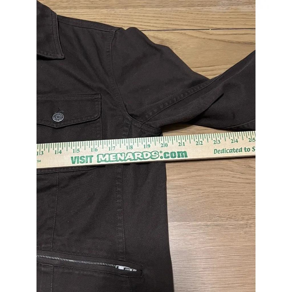 Lauren Jeans Company cropped jacket brown jean jacket size Large Classic Denim - Image 4