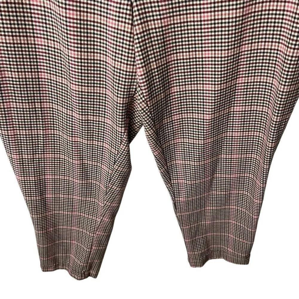 C By One Pants Pull On Slim Ankle Black White Red Check Belted Women’s XL - Image 3