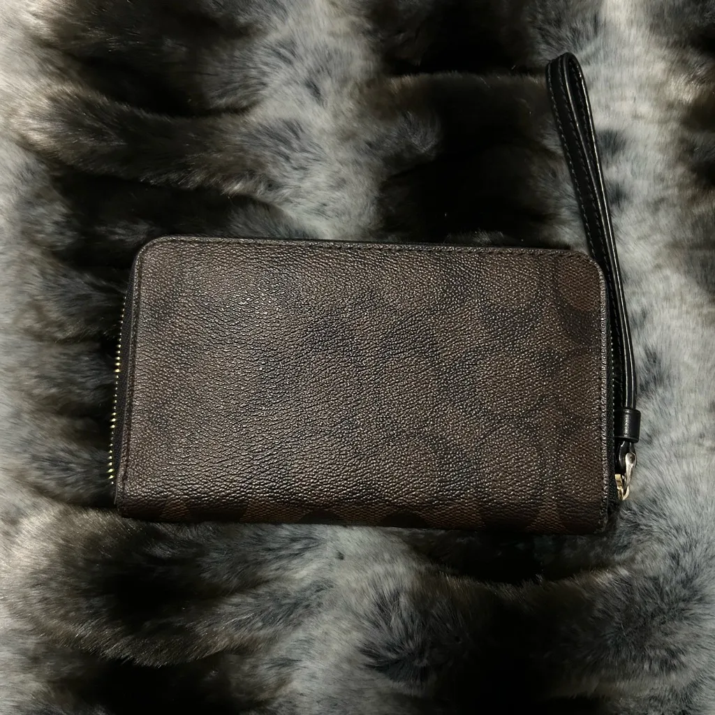 Coach Dark Brown Leather Wristlet - Image 3