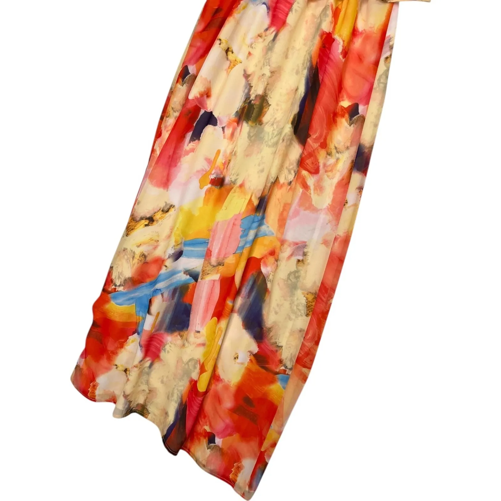 H And M Maxi Dress Womens 6 Yellow Orange Maxi Abstract Flowy Colorful Vacation - Image 8