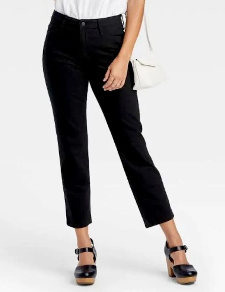 UNIVERSAL THREAD HIGH RISE SLIM STRAIGHT JEANS — BLACK DENIM — 00 — LIKE NEW - Image 2