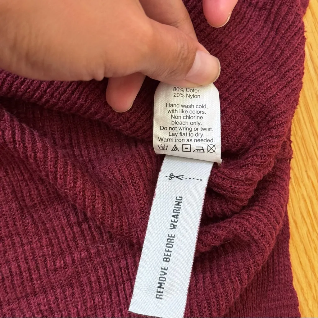 Madewell Women’s Lo-High Ribbed Knit Button Down Cardigan Maroon XS Cozy Cottage - Image 14