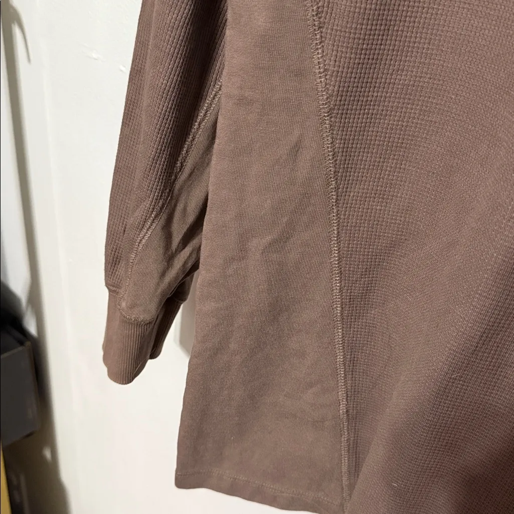 Wild Fable Long Sleeve Thermal Mix Tunic Dark Taupe Oversized Fit NWT - Image 5