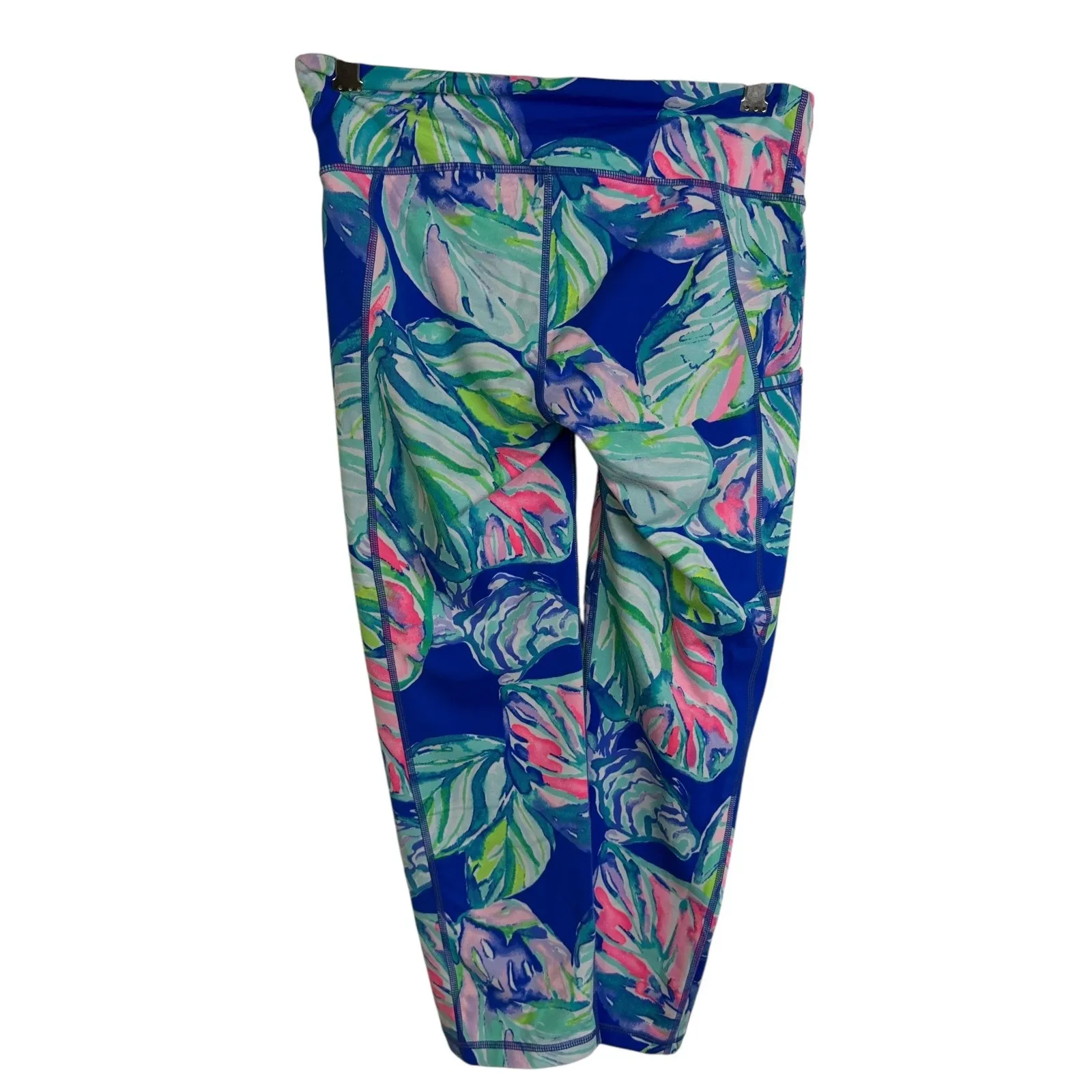 Lilly Pulitzer Luxletic Casa Del Sol Weekender Leggings Small Blue Floral Crop - Image 2