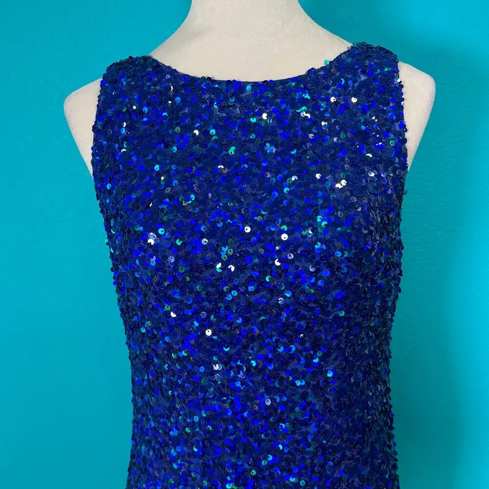 NWT Sachin + Babi Mariah Gown Cobalt Blue Cowl Back Sequin Holiday NYE Size 2 - Image 4