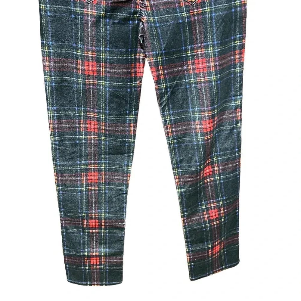 Pam & Gela  Tartan Plaid Slim‎ Crop Pant Red Multi Size 25 - Image 9