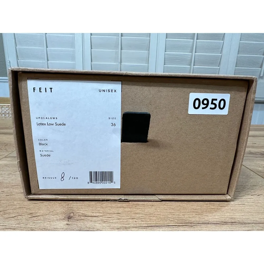 Feit Latex Low Suede Black Sneakers Unisex Size 5.5/6 US 36 EU NIB Court Sneaker - Image 13
