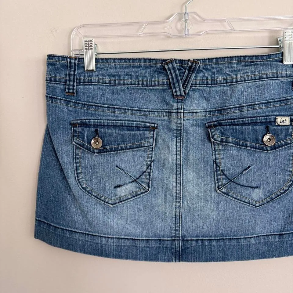 Y2K L.E.I. DENIM MINI SKIRT Size M - Image 5