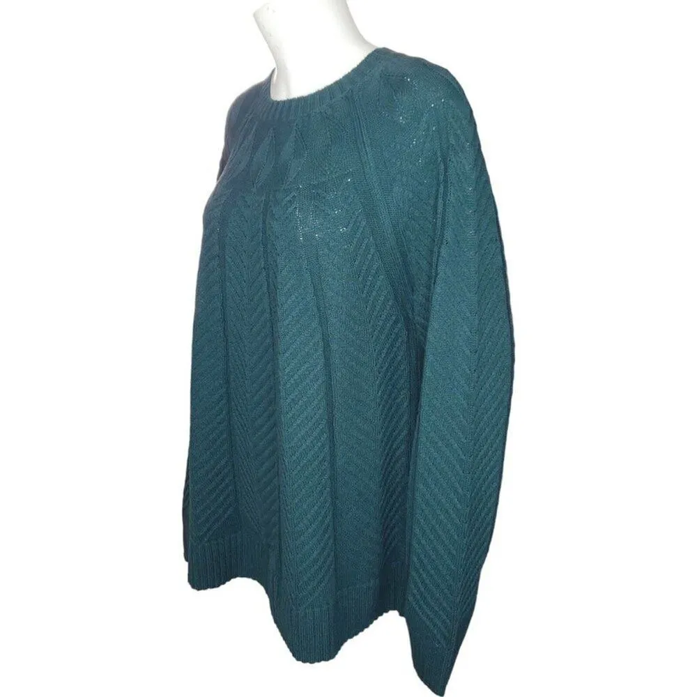 J Jason Wu Floral Cable Knit Crewneck Sweater Evergreen Womens X - Image 4