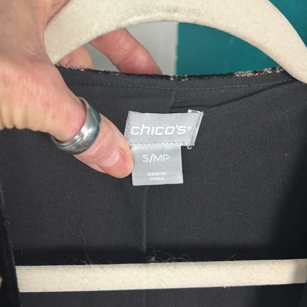 Chico's Black Crushed Velvet Jewel-Toned Floral Imprinted Oversized Boho… - Image 6