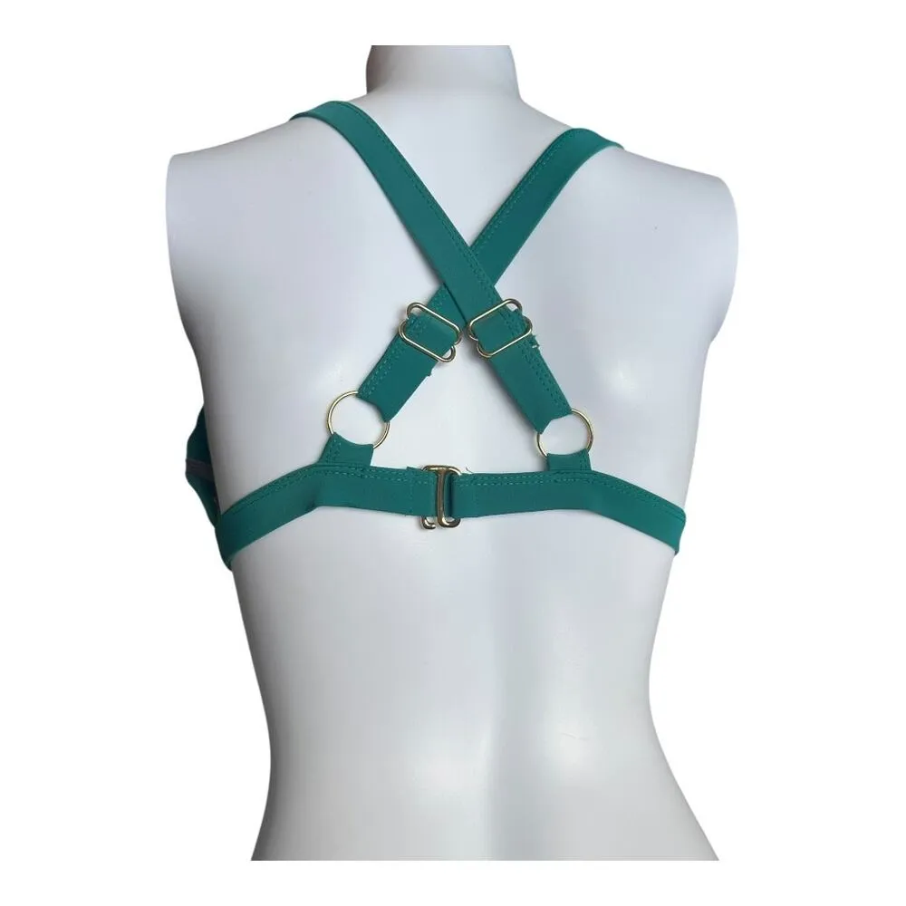 Vigoss womens large green and white front tie bikini top - Image 6