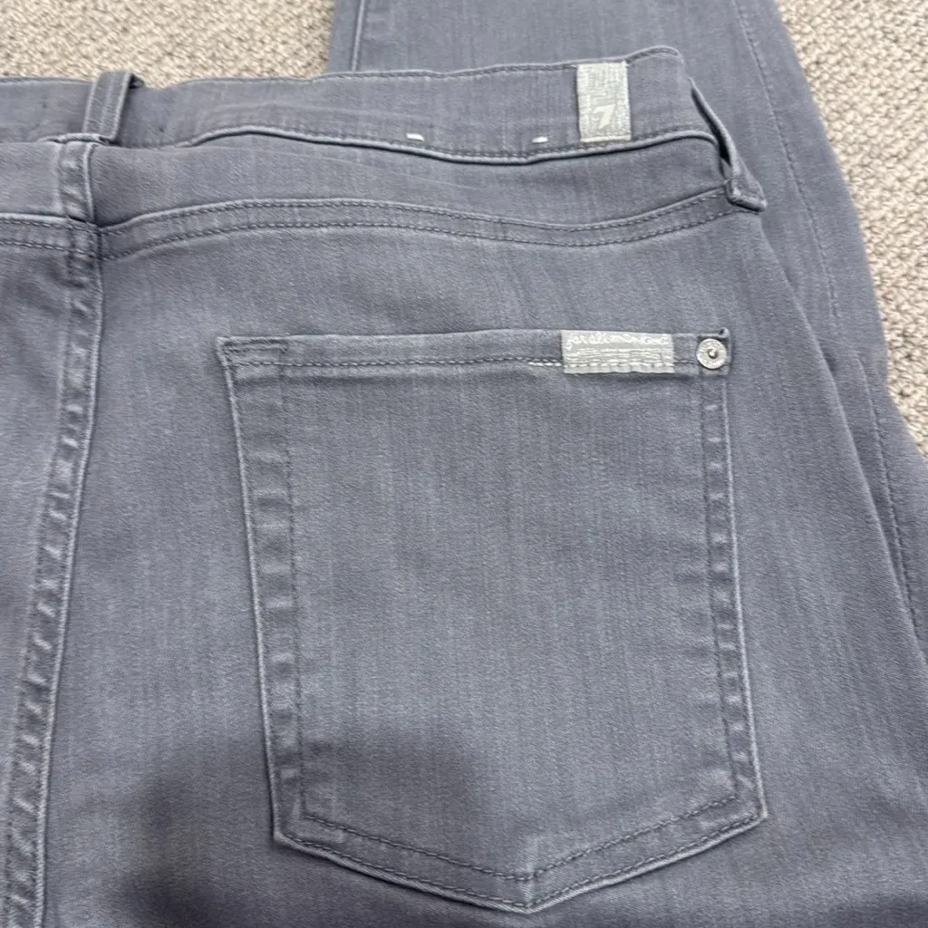 7 For All Mankind Grey High Waisted Jeans - Image 3