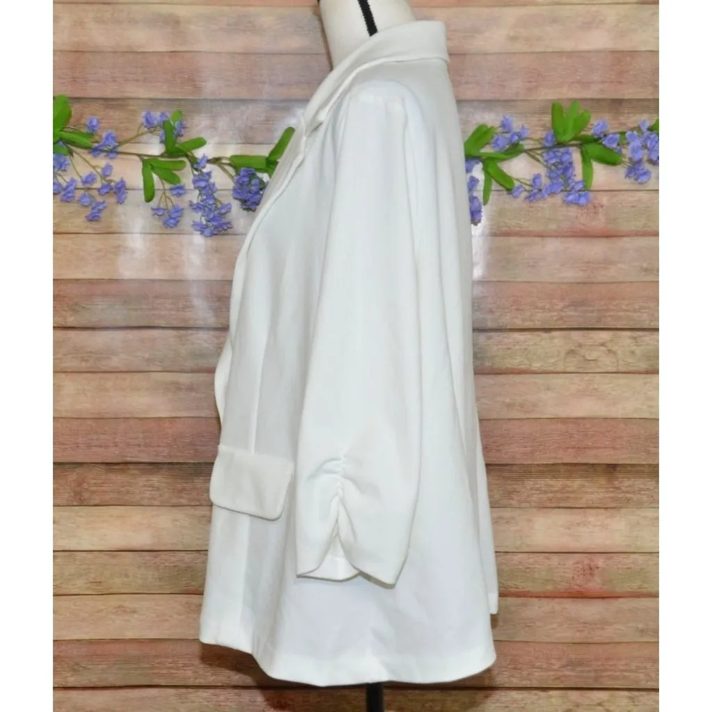 SOHO Apparel White Single Button Blazer Suit Jacket Plus Size 3X Rouged Sleeves - Image 4