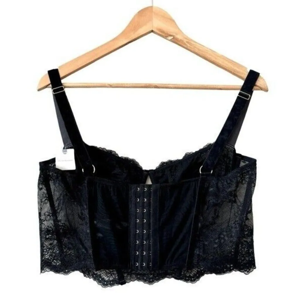 ANTHROPOLOGIE Lace Velvet Corset Top Black Size L NEW - Image 6