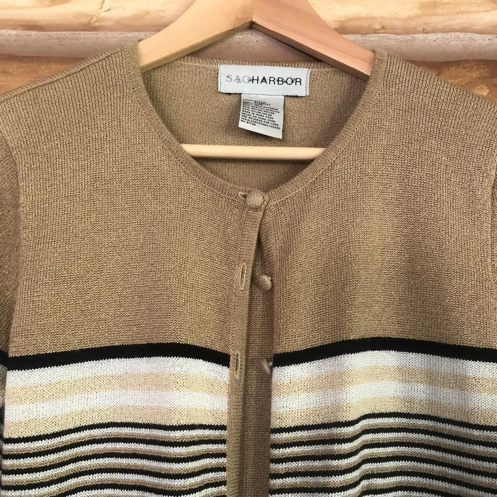 Sag Harbor striped layered cardigan & mock shell size small - Image 3