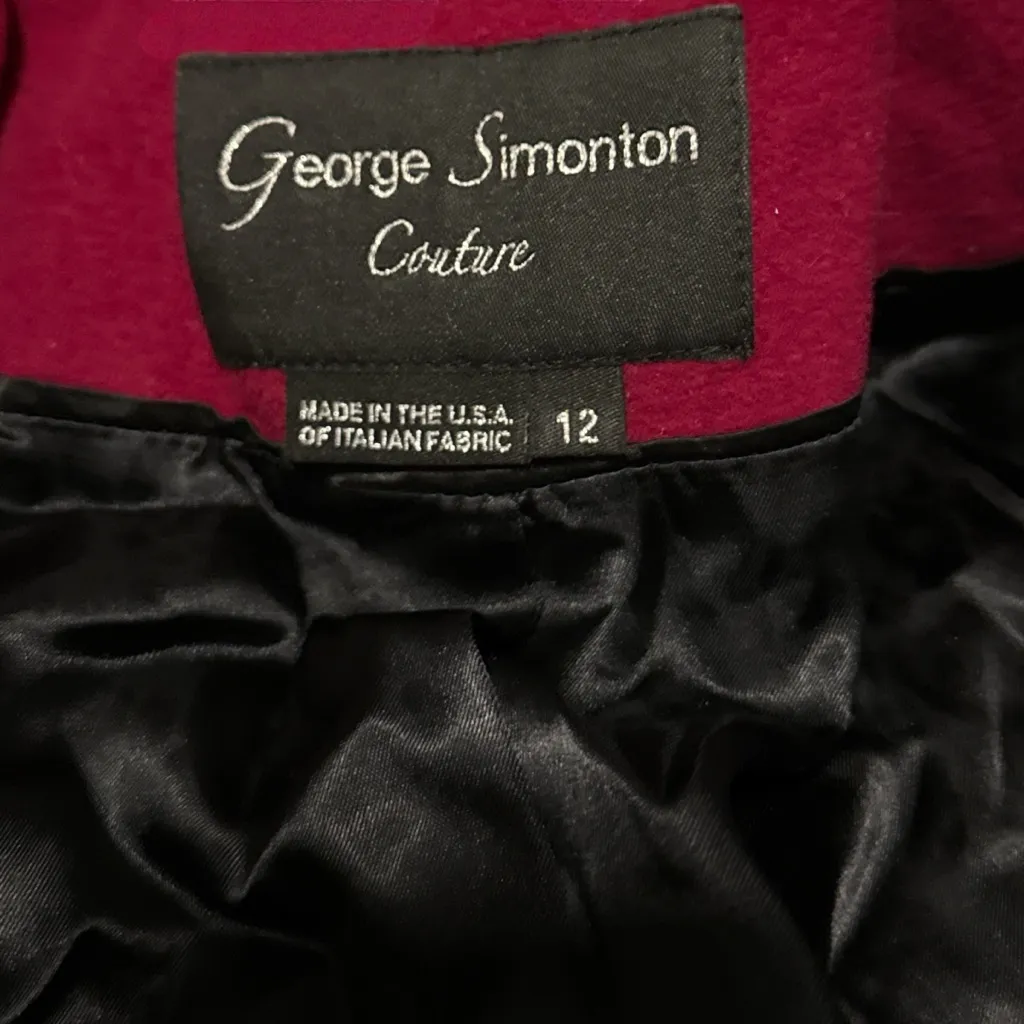 George Simonton Lambswool Cashmere Magenta Coat Purple Size 12 - Image 4