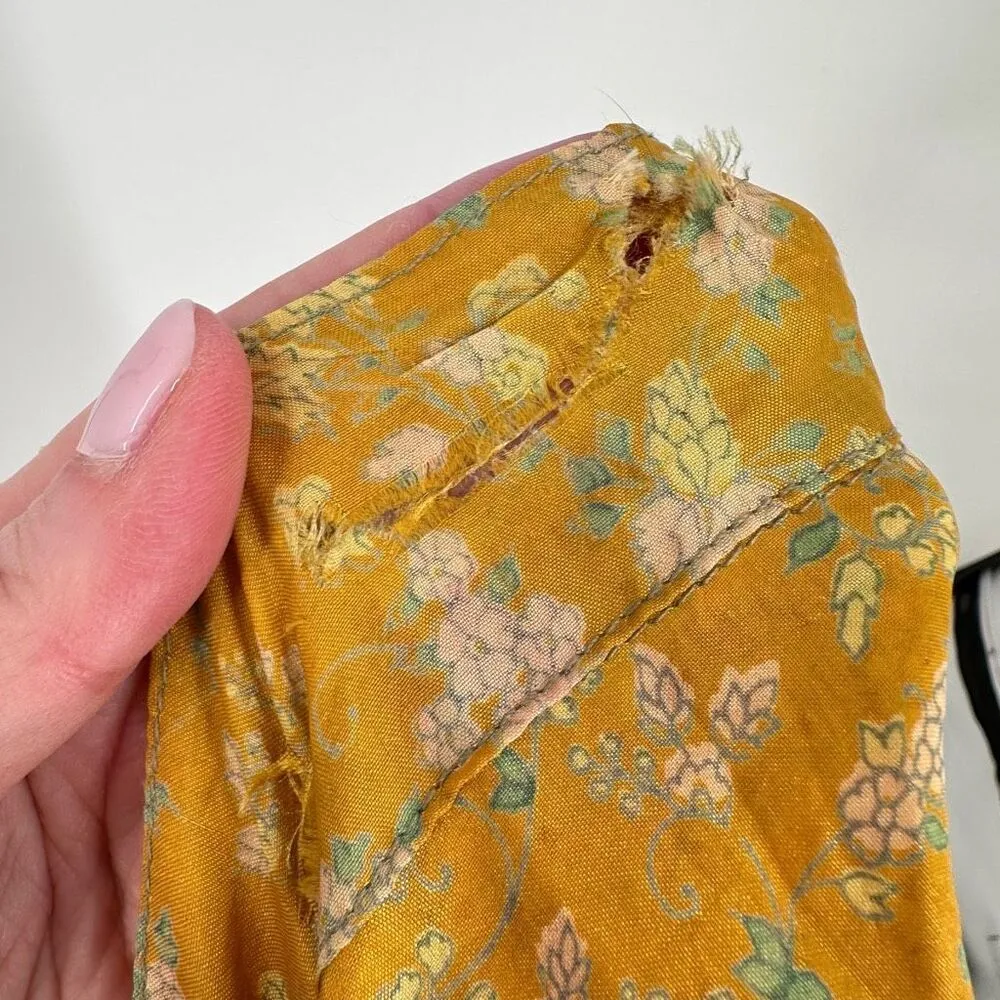 Mexicali Blues Floral Mixed Print Silk Blend Wrap MIDI Skirt Cottagecore Boho OS - Image 11