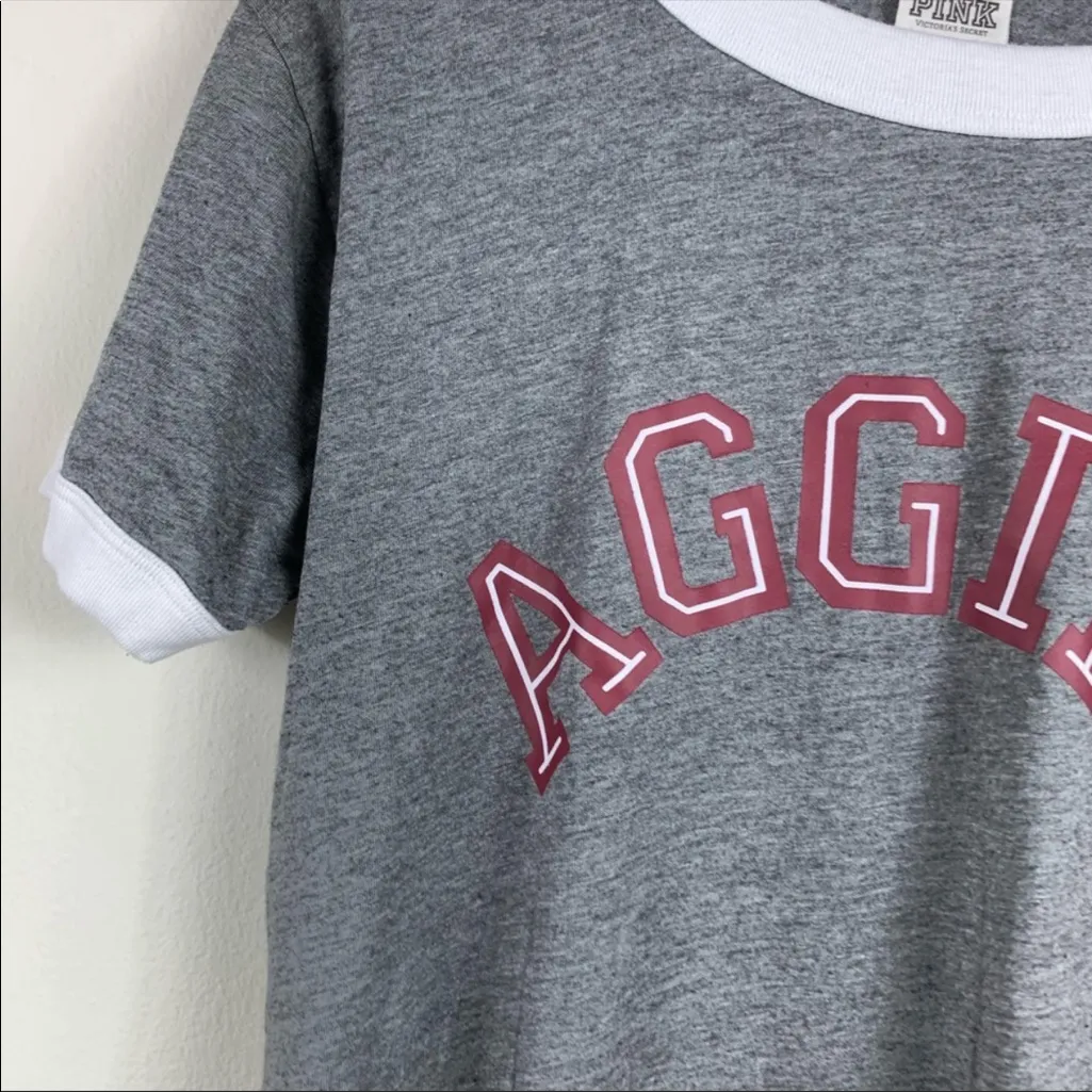 Victoria Secret Pink Aggies tee‎ Small grey maroon - Image 3