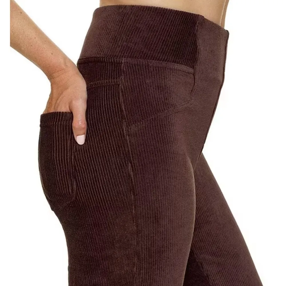 Hue Womens Size Small Girlfriend Cord Straight Leg Dark Brown - Image 3