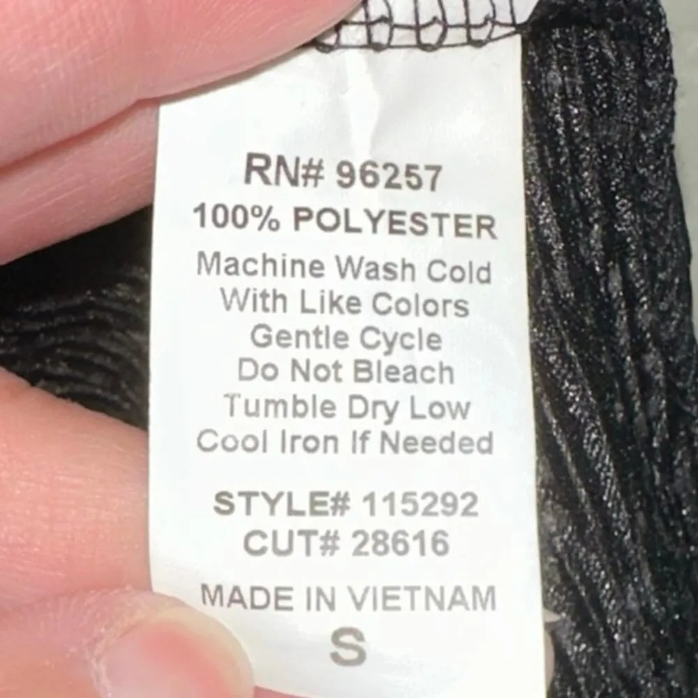 PerSeption Concept Black Shimmer Crinkle Top Tie Front Blouse Size M Size M - Image 4