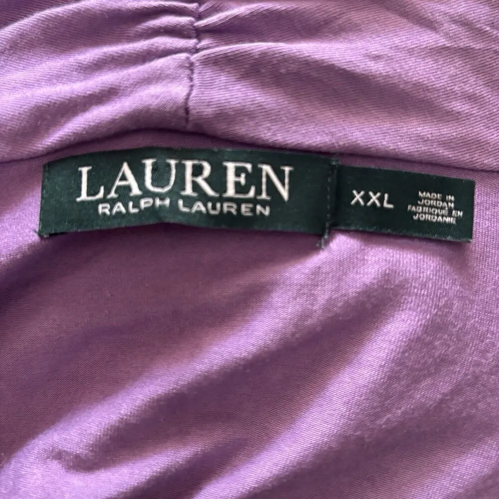 Lauren Ralph Lauren Surplice Top XXL Lilac Ruched Stretch Long Sleeve Blouse - Image 7