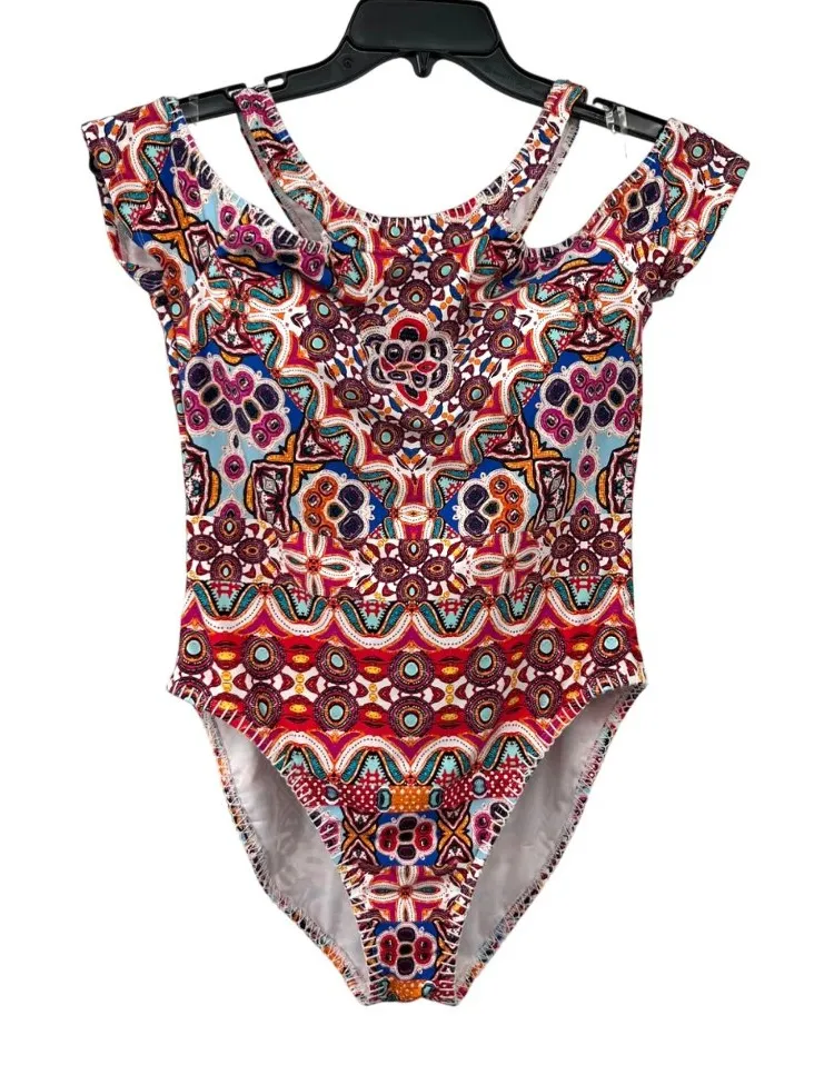 Reaction Kenneth Cole Swimsuit XL Off Shoulder Geometric Print New No Tags Attac - Image 1