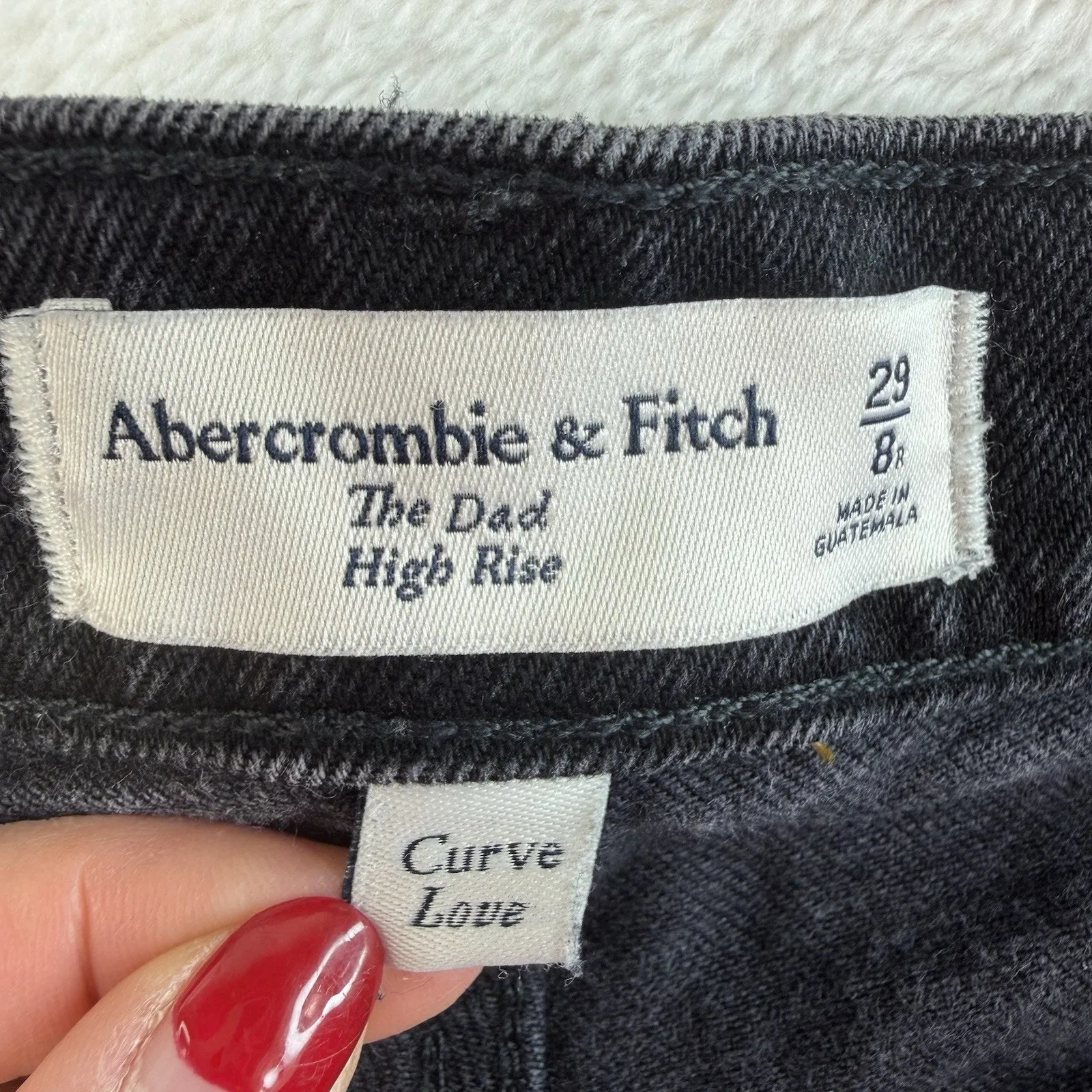 Abercrombie Fitch 29 8 Curve Love High Rise Dad Jeans Asymmetrical Waist Black - Image 7