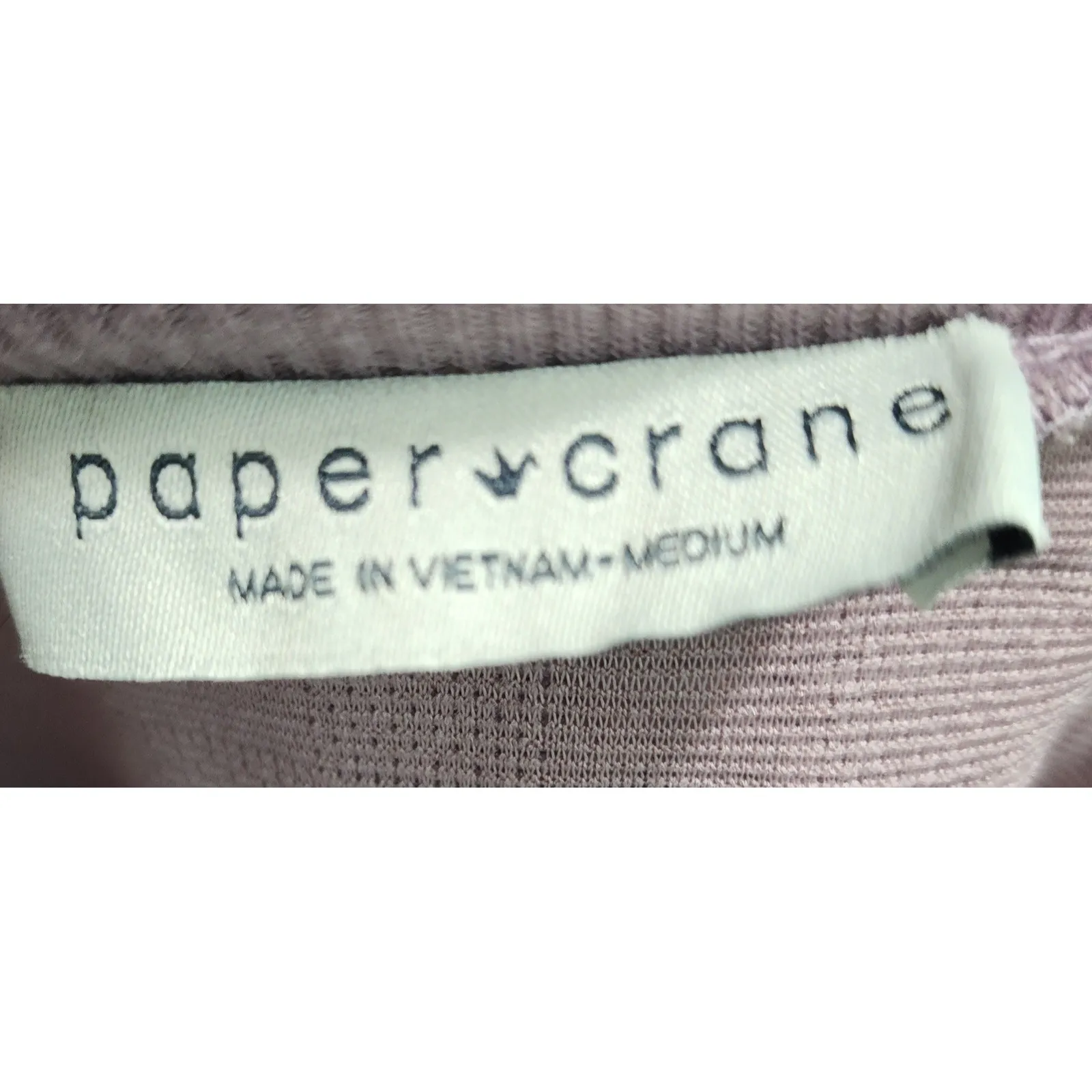 Paper Crane Quilted‎ Pullover Cropped Sweatshirt Textured Lavender Medium - Image 3