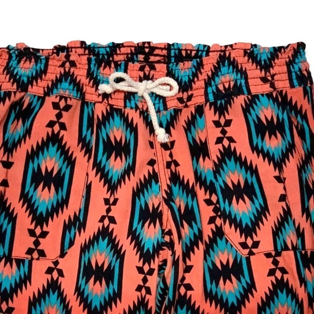 Boho Linen Beach Pants with Pockets Size Small Orange - Image 9