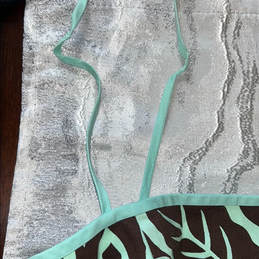 Etcetera Aqua and Brown Leaf Print Midi Dress - Image 6