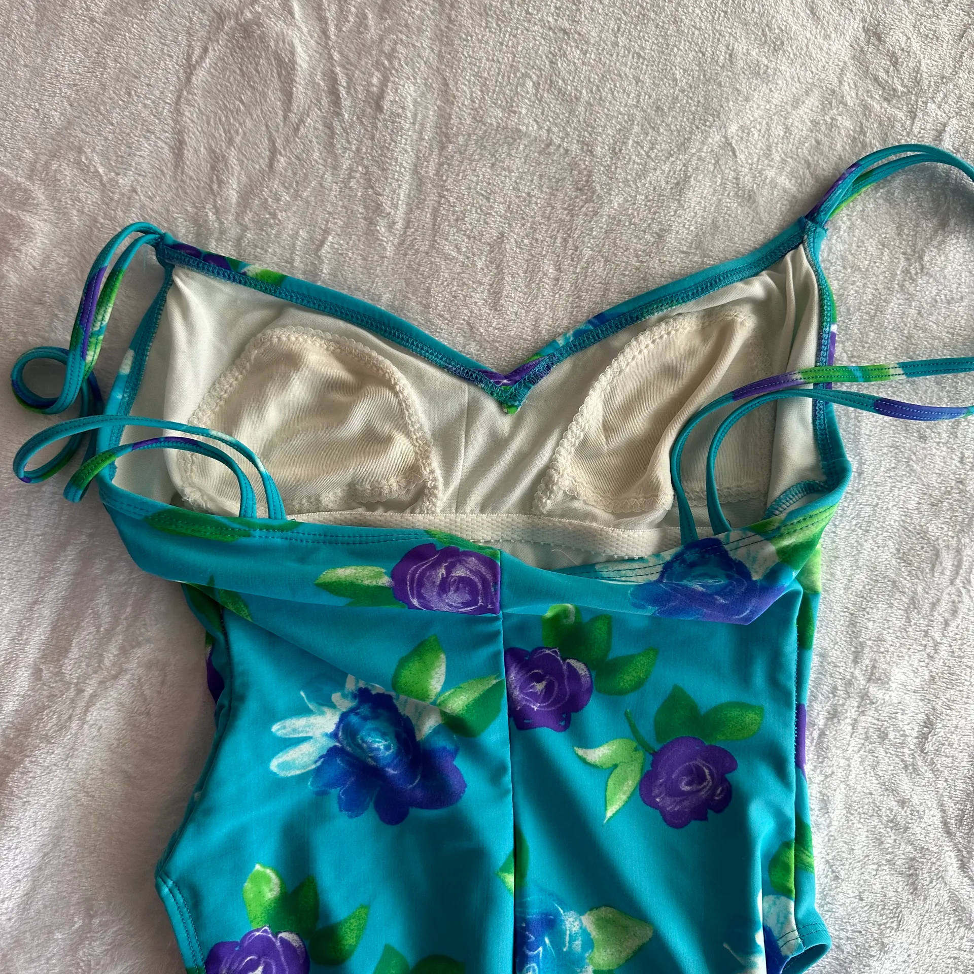 Vintage Blue Floral One Piece Swimsuit - Image 5