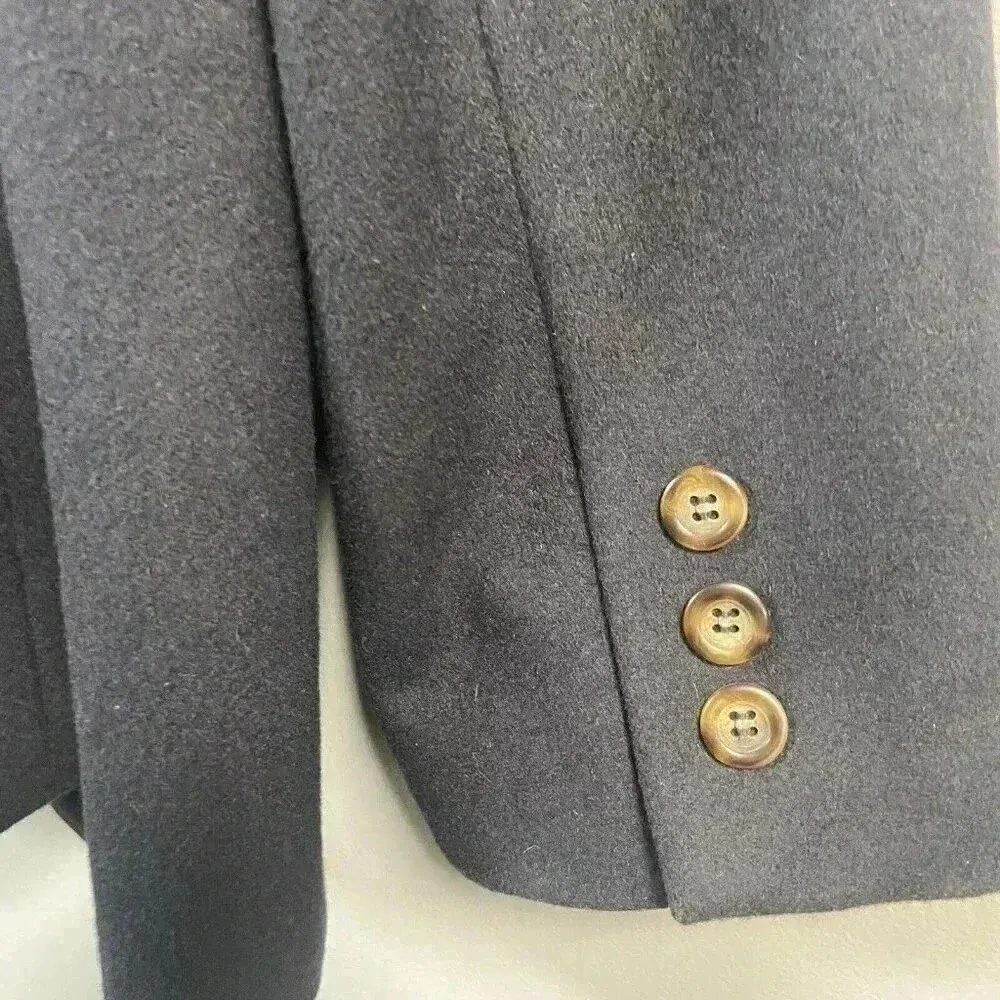 LL Bean Wool Cashmere Blazer 14R Navy Jacket Capsule Minimalist Preppy Vtg‎ Blue Size 14 - Image 3