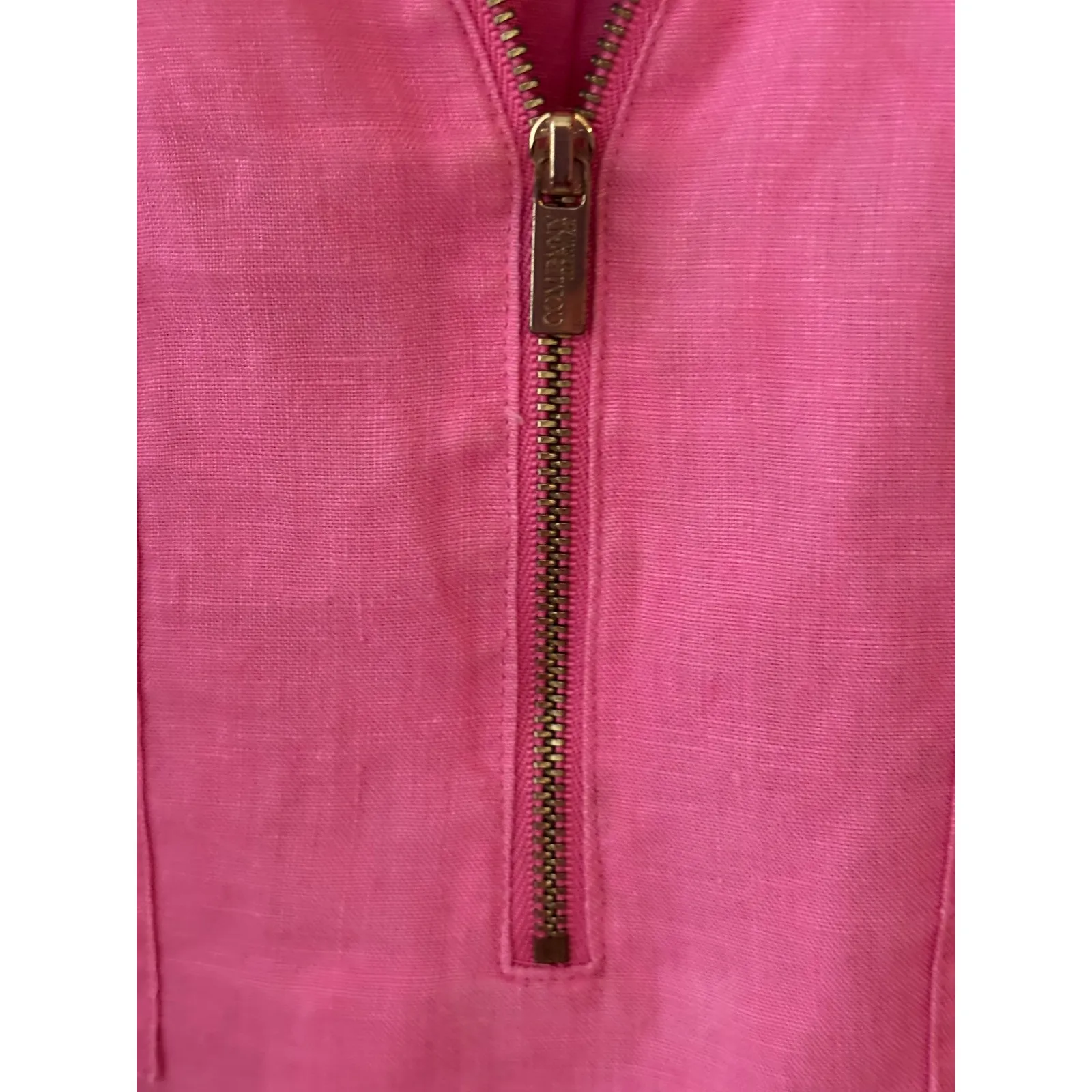 Company Ellen Tracy XXL Pink Linen Half‎ Zip Roll Tab Sleeve Top - Image 3