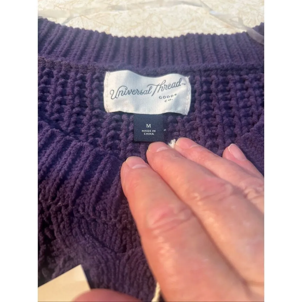 Universal Thread Deep Purple Cable Sweater Sz M NWT - Image 3