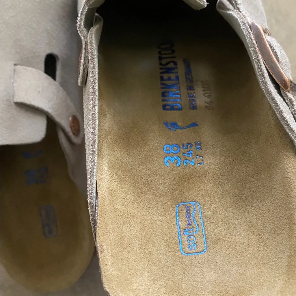 Birkenstock Boston Taupe Suede Clogs - Image 8