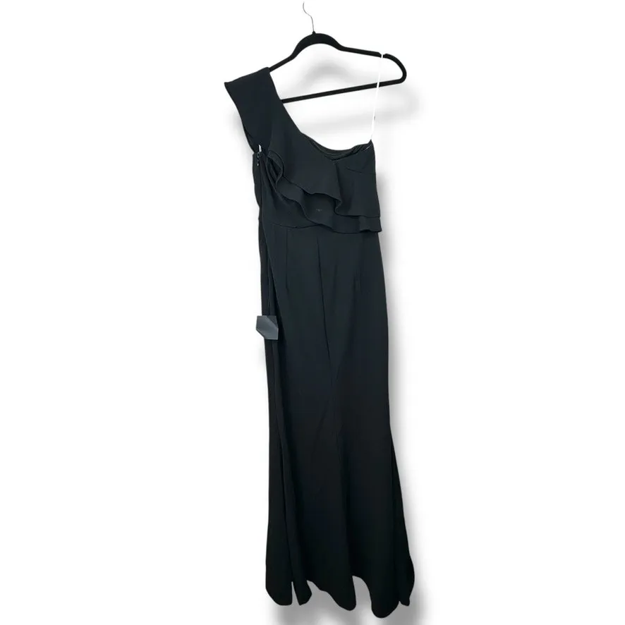 Lulus NWT Grand Beauty Black Ruffled One-Shoulder Mermaid Maxi Dress Medium - Image 7