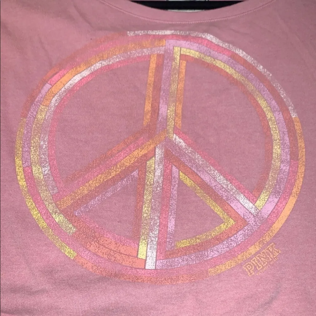 Victoria’s Secret PINK VINTAGE Pink Peace Sign Sweatshirt - Image 8