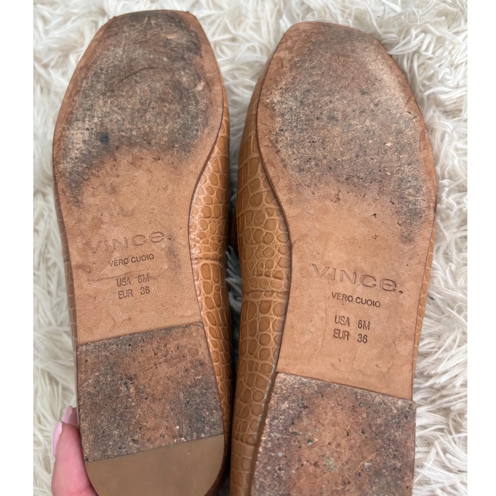 Vince Women's Tan Croc Embossed Leather Square Toe Loafer Shoes‎ Size 6M - Image 7